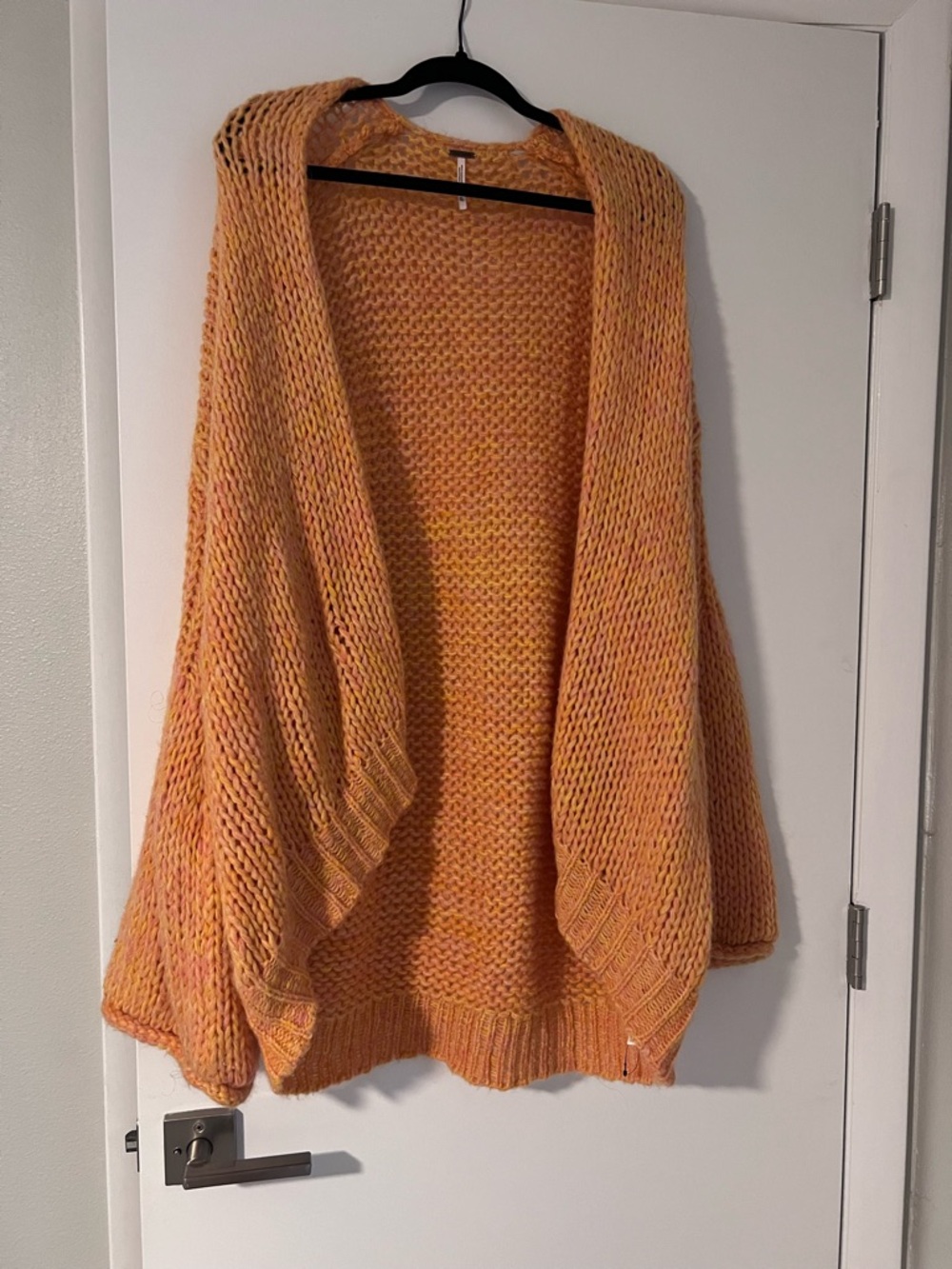 Free People Open-Front Chunky Knit Sweater Cardigan - Orange - Picture 3 of 9